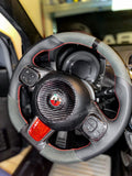Complete carbon fiber cover for Fiat-Abarth 500 steering wheel airbag