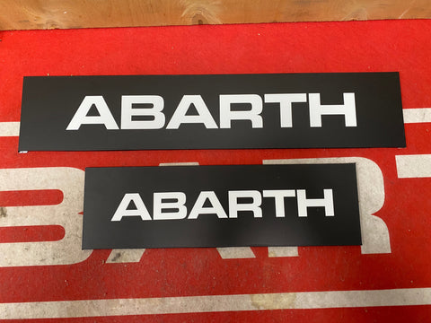 Italian Abarth written license plate cover